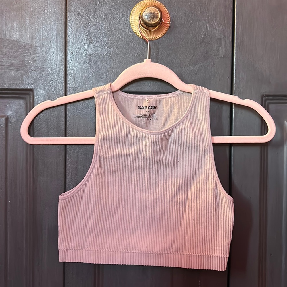 Garage racer back tan crop top